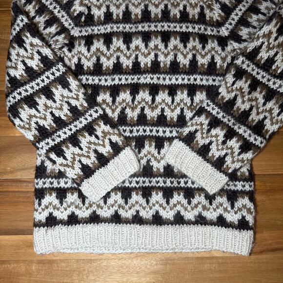 Vintage 70s Icelandic wool turtleneck sweater small brown Neutral Scandi - Picture 10 of 16